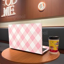 2Piece Pink Stripe Grid Simple Pattern Laptop Decal Case Universal Netbook Skin