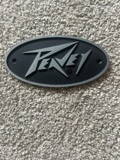 Official Peavey Large Metal Logo - Brushed Metal Lettering/Black Background