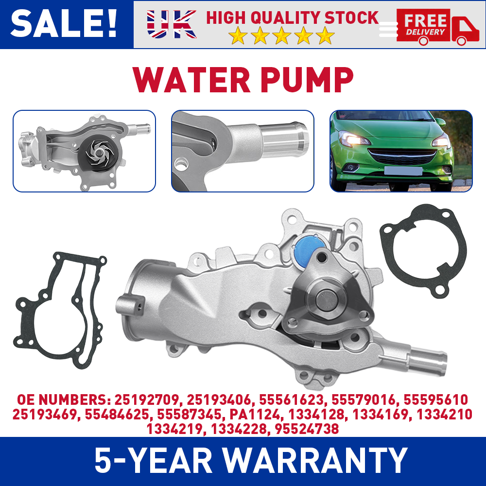COOLANT WATER PUMP W/ GASKET FOR VAUXHALL CORSA INSIGNIA MERIVA ZAFIRA 1334210