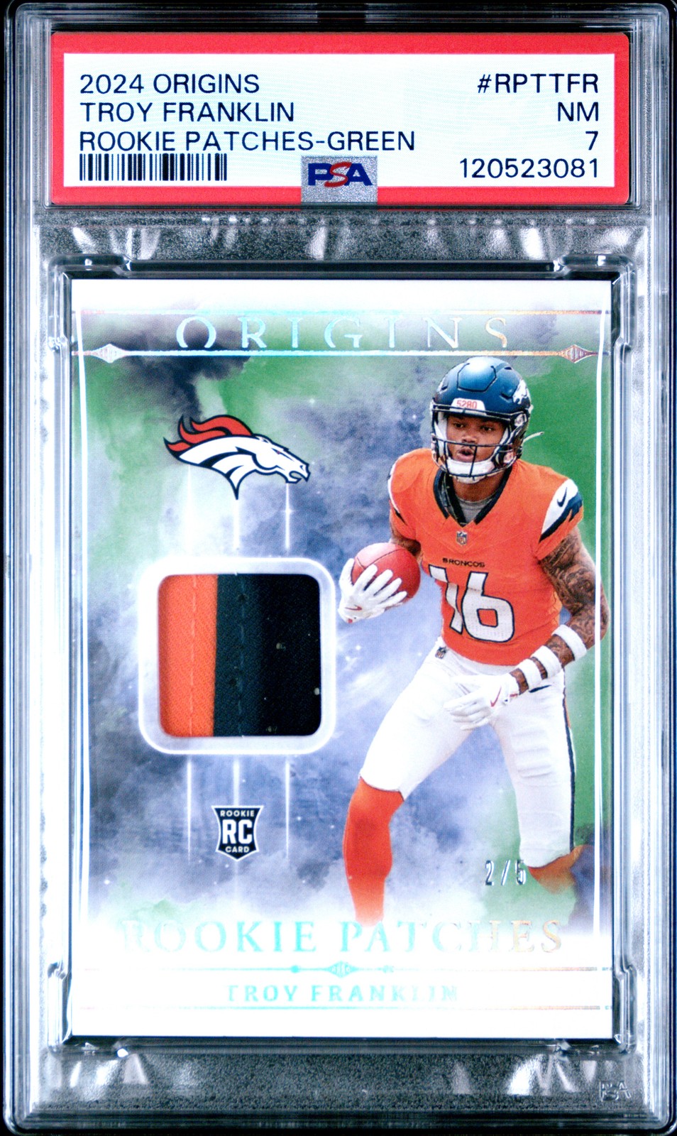 Troy Franklin Panini Origins Rookie Patches #RPTTFR Green