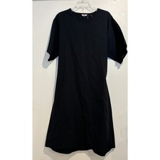 Uniqlo Midi Dress Womens Size Medium Minimalist Capsule Cotton Blend Black 