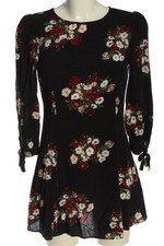 ZARA WOMAN Langarmkleid Damen Kleid Gr. DE 36 schwarz-rot-weiß Casual-Look