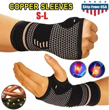 2× Copper Compression Wrist Support Arthritis Glove Pain Relief Carpal Tunnel US