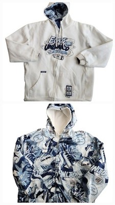 Ecko Unltd Vintage Reversible Y2K Graphic Full Zip Hoodie Men's 3XL White Blue