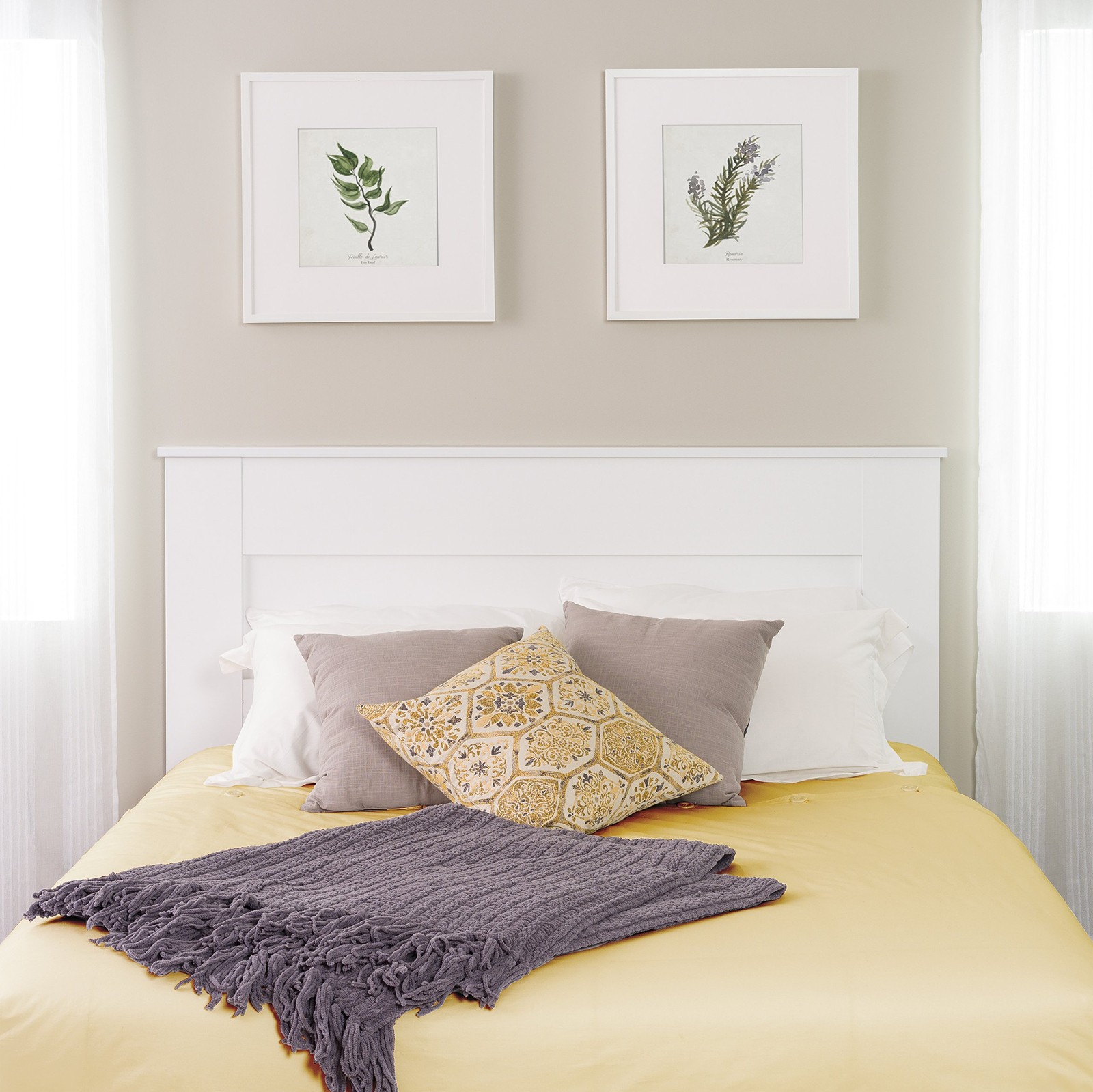 Prepac Flat Panel Queen Headboard White Elegant Design Easy 
