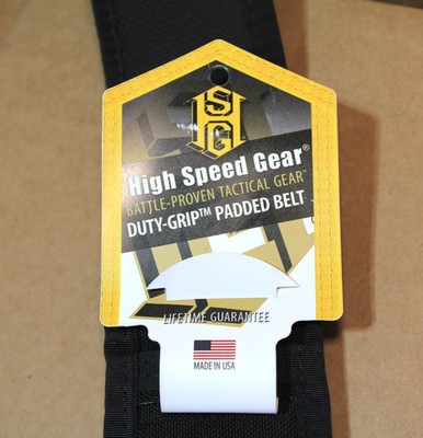 High Speed Gear Duty Grip Padded Belt Black Size XL 48'' end to end NEW