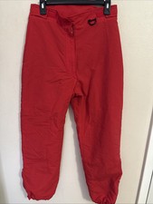 Woolrich Women's Vintage Ski Pants Red Nylon Blue Fleece Lined High Waist Small