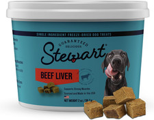 100% Beef Liver Dog Treats, 2 oz Tub, ~45 Pieces, Freeze Dried Raw, Single Ingre
