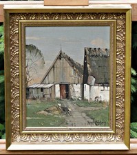 Søren Edsberg – Ländliche Szene Bauernhof Landschaft Ölbild signiert mit Rahmen