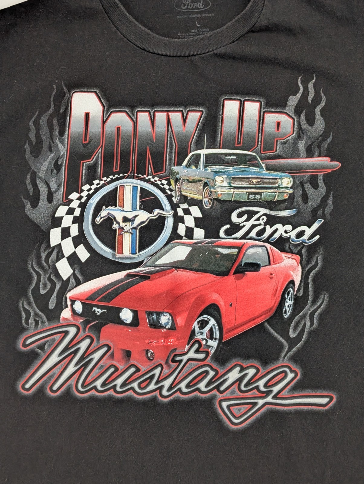 T shirt Ford Mustang uomo L nera grafica classica pony up auto da corsa
