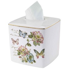 - Tissue Cover, Ceramic Bathroom , Artistic Home Decor Butterfly Garden Coll...