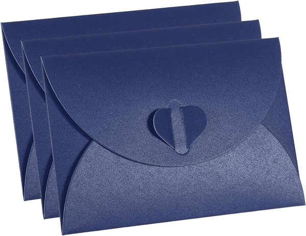 12Pack Geschenkkarten UmschläGe Herzform Spange Geschenk Kartenhalter Dunkelblau-image
