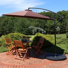 10 ft Cantilever Offset Steel Patio Umbrella with Crank - Brown by Sunnydaze