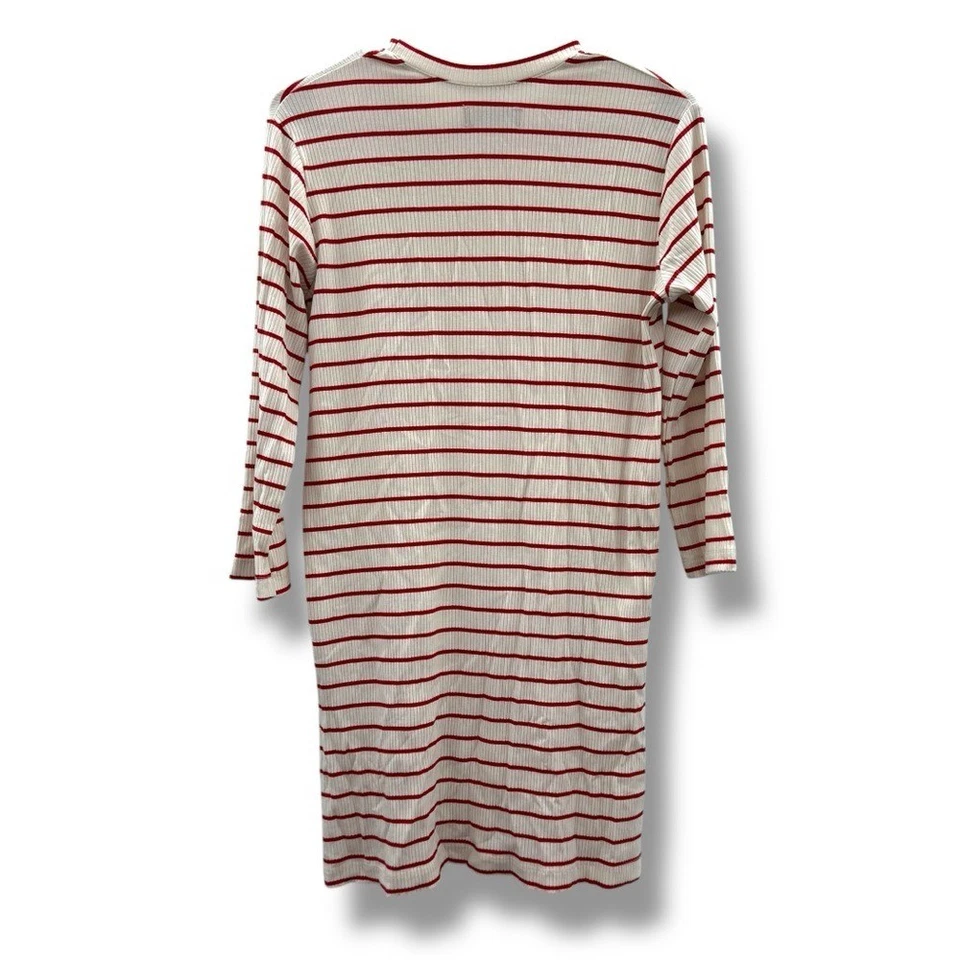 Reformation Benji Striped Dress Women's Size Small Ivory Red Ribbed Casual Mini - Image 3 of 4