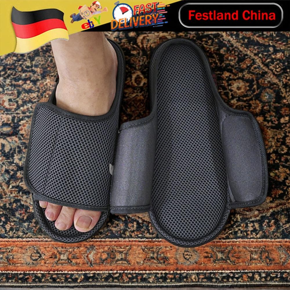 APL Pantofole Donna Uomo Diabetico Memory Foam Pantofole Regolabili (Grigio Scuro S 45 46)