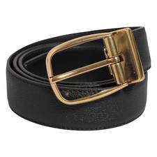 DOLCE & GABBANA Belt Black Leather Classic Metal Logo Buckle 90cm / 36in 530usd