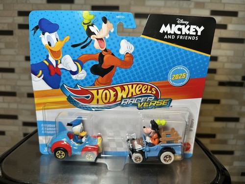 2025 Hot Wheels Racer Verse DONALD DUCK & GOOFY Diecast 2 Pack Mickey & Friends
