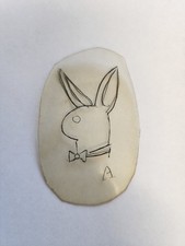 1980's Vintage Tattoo Flash Acetate 2x3 Playboy Bunny Warped