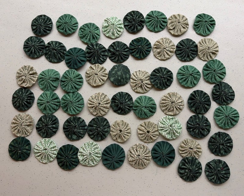 56  Green Yo Yo  pieces Great For Sewing Project