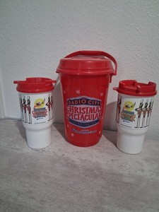 Whirley Radio City Christmas Spectacular The Rockettes Popcorn Bucket & 2 Cups