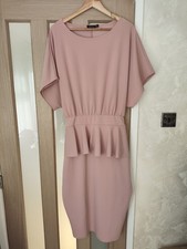 Boohoo Women Midi Peplum Dress Size 20 Pink Casual Short Sleeve Cocktail Party