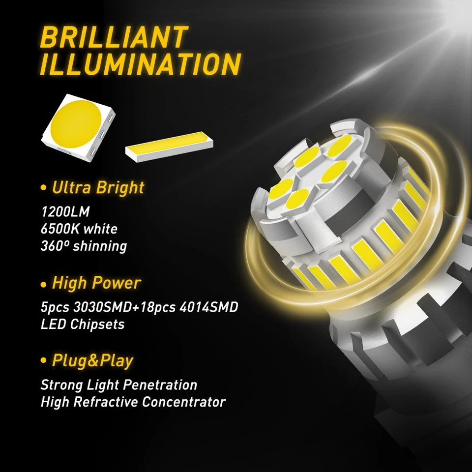 AUXITO 3157 LED Freno Inverso Señal de Giro Bombillas de Luz de Estacionamiento 6500K Blanco 2400LM Foto 2 de 4