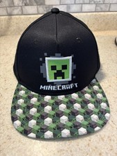 Minecraft Creeper Baseball Cap/Hat Youth Size Adjust Snapback OSFM Black Green