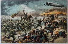 Zeppelin AK - Litho - Schlacht - "Mit Zeppelin K&uuml;hn voran!" - 1.WK - 1915 - rar