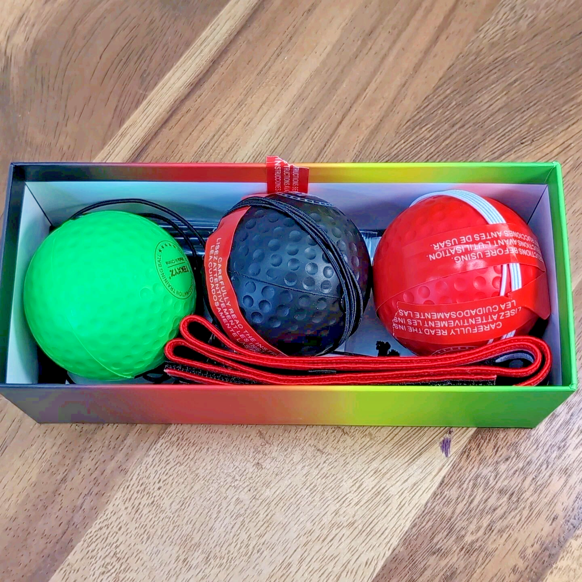 TEKXYZ Lot Familial Balles De Réflexe – 4 Niveaux D'Entraînement Boxe Avec 2 Bandeaux, Idéal Pour Booster Réaction, Agilité, Vitesse Et Coordination Œil-Main !