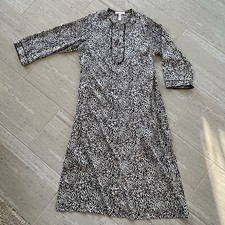 Oscar de la Renta Pink Label Leopard Satin Maxi Nightgown Kaftan House Coat Med