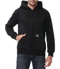 Men's Loose Fit Heavyweight Full Zip Fleece-Lined Hoodie Sweatshir Black,XL 