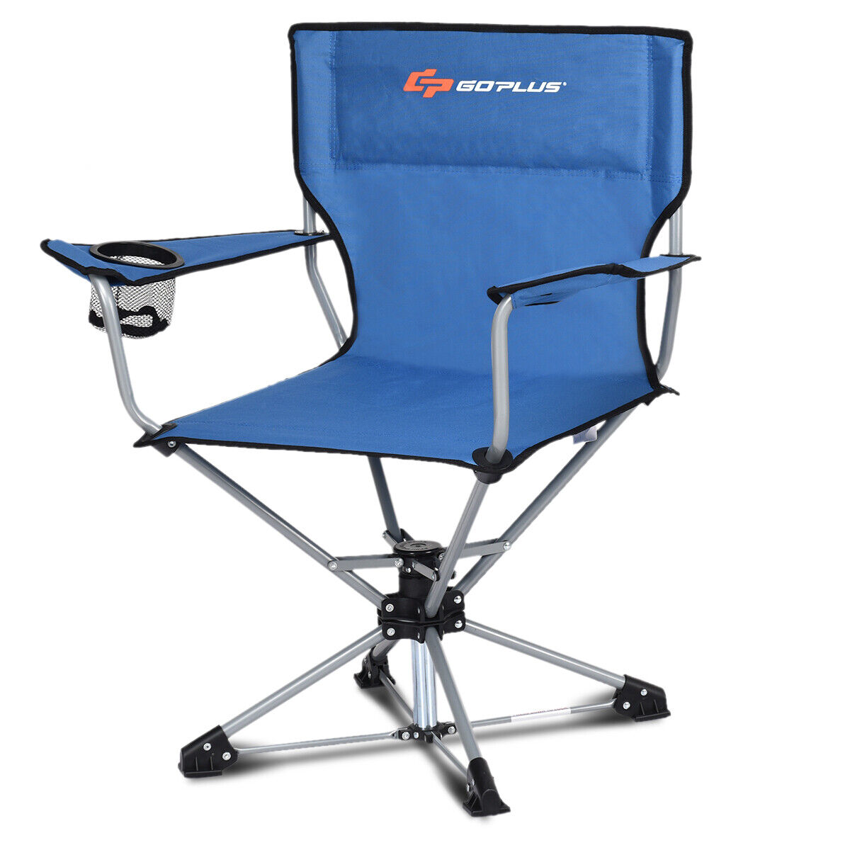 Swivel Camping Chair Collapsible Outdoor Folding Design w/Cup