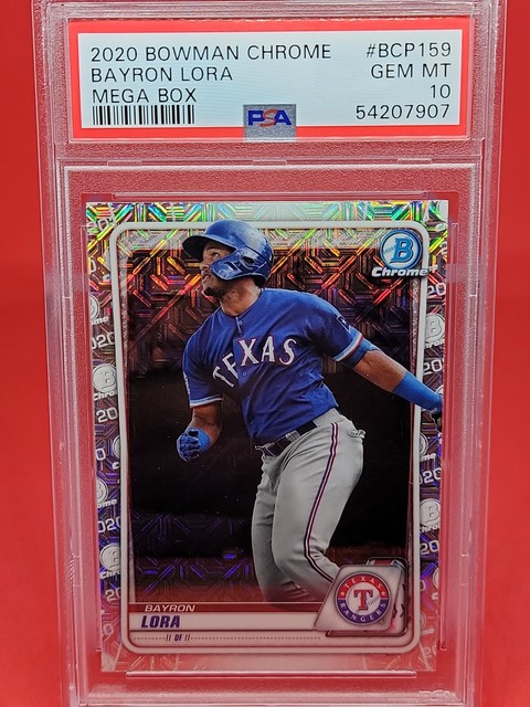2020 Bowman Chrome Mega Box Bayron Lora Rangers RC Rookie PSA 10 GEM MINT Mojo