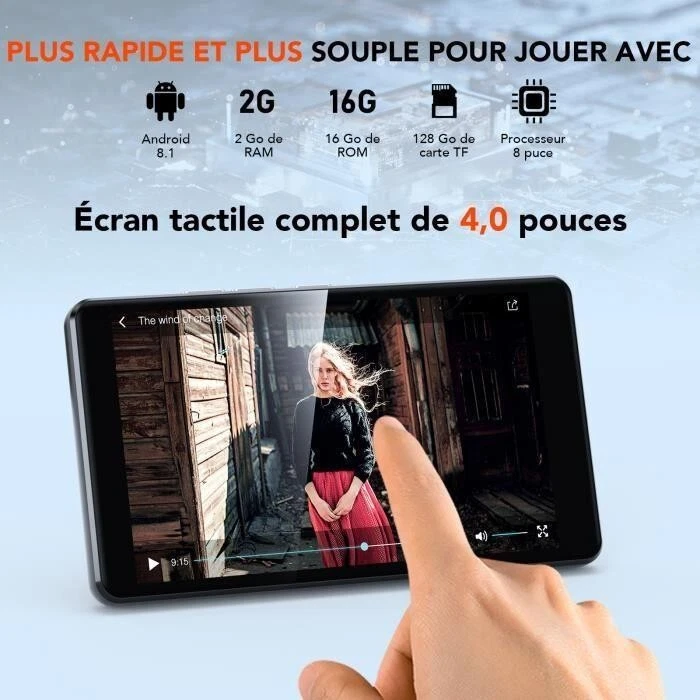 Reproductor MP4 AGPTEK 16GB WiFi Bluetooth 4 pulgadas - Imagen 3 de 4