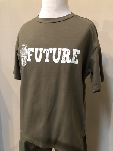 Shein Boys 8 Camo Green Two Piece Set T-shirt & Cropped Pants Future Robot - Picture 2 of 11