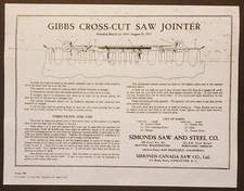 GIBBS CROSS CUT SAW JOINTER Directions " COPY " Simonds Saw & Steel Co. Sharpen