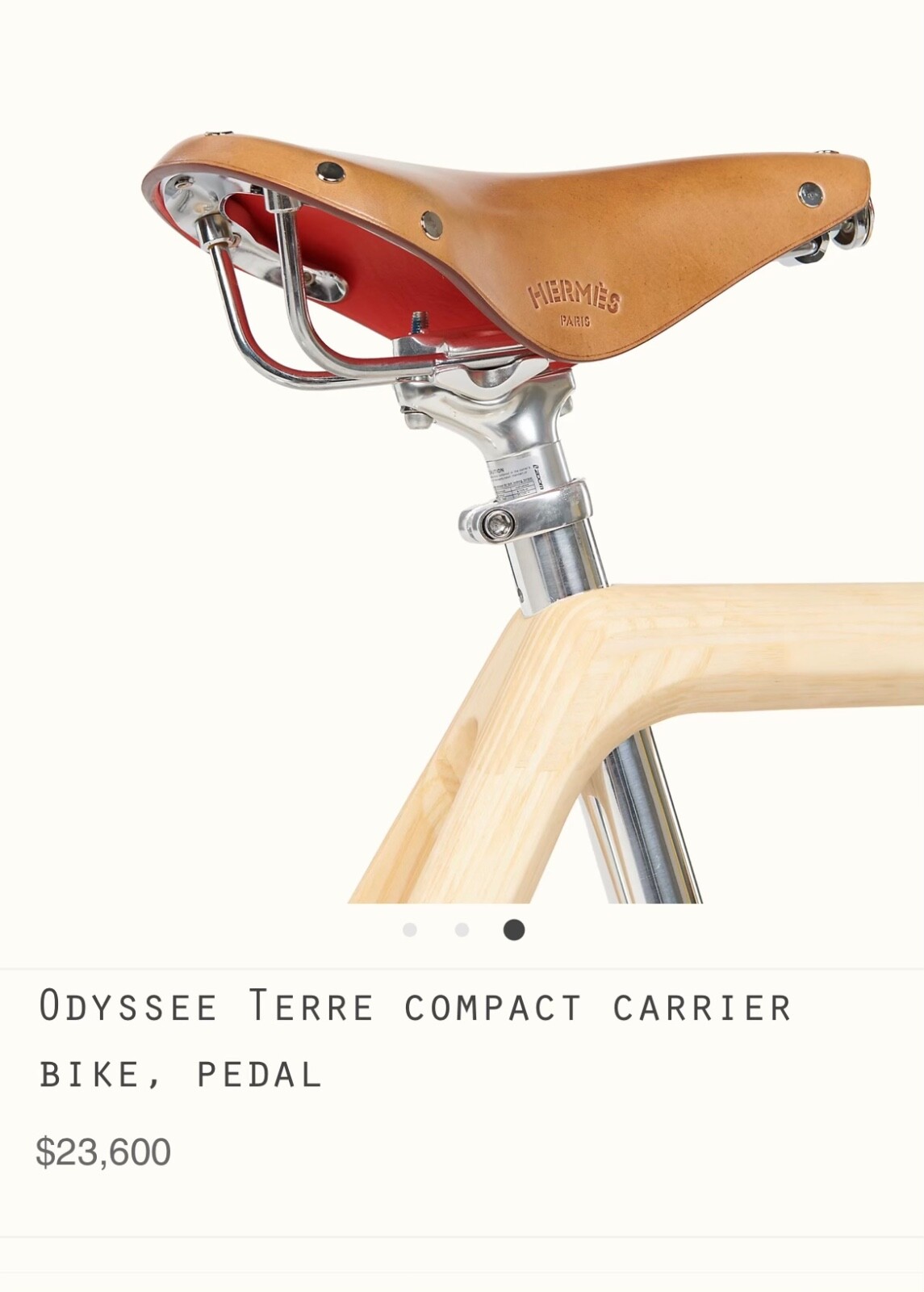 Hermes Paris Odyssee Terre Compact Bike - Wooden Bike Frame