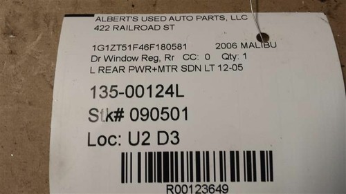 Drivers Left Rear Window Regulator with Motor for 05-08 Chevrolet Malibu - Picture 6 of 6