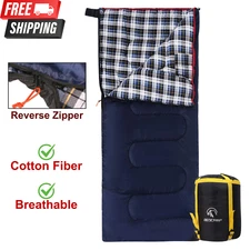 Cotton Flannel Sleeping Bag, Cold Weather Camping, 2lb Fill, Backpacking Adult