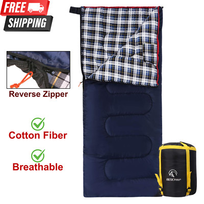 Cotton Flannel Sleeping Bag, Cold Weather Camping, 2lb Fill, Backpacking Adult
