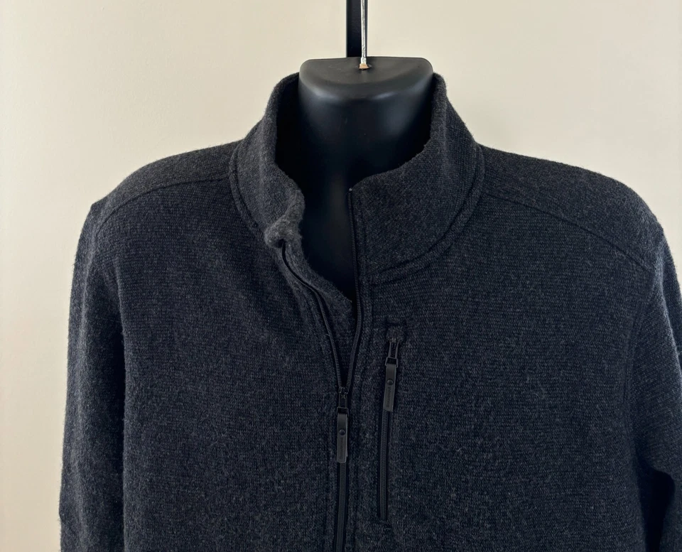 SMARTWOOL HUDSON TRAIL FLEECE Mens Large Gray Half Zip Long Sleeve Wool Sweater - Image 3 of 4