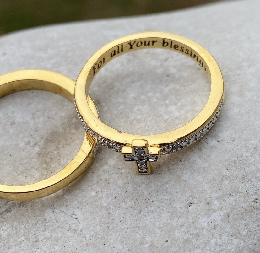 Danbury Mint stackable Diamond ring set Cross tri… - image 11