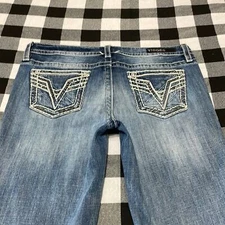 Vigoss Chelsea Bootcut Heritage Fit Jeans Sz 7/8 x 33 Long Tall Metallic Stretch