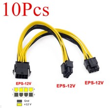 10Pcs 8 to Dual 8 Pin EPS 12V Motherboard Power Cable Sleeved Y-Splitter Adapter