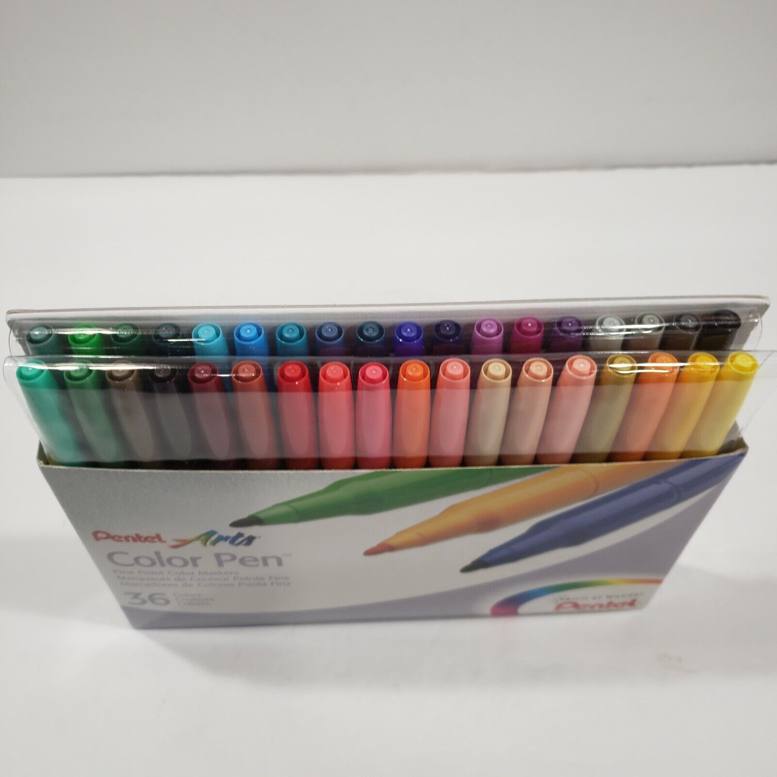 VTG Pentel Color Pens S360-36 Fine Point Yellow Carrying Case Japan