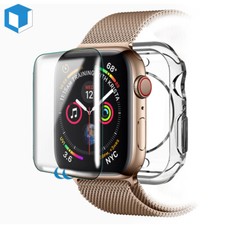For Apple Watch Series 8/7/6/SE Tempered Glass Screen Protector  Soft TPU Case