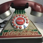 Vintage Coca-Cola Light Up Red Stained Glass Look Desk Phone And Cord