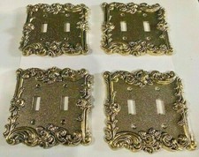 4 Beautiful Gold Metal double outlet light switch plate covers vintage antique 4 Beautiful Gold Metal double outlet light switch plate covers vintage antique - Image 1