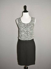 ANN TAYLOR LOFT $90 Black Ivory Printed Sleeveless Dress Size 2