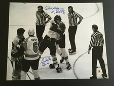 TERRY O'REILLY / DAVE SCHULTZ 16X20 DUAL AUTOGRAPH FIGHT PHOTO  C.O.A.